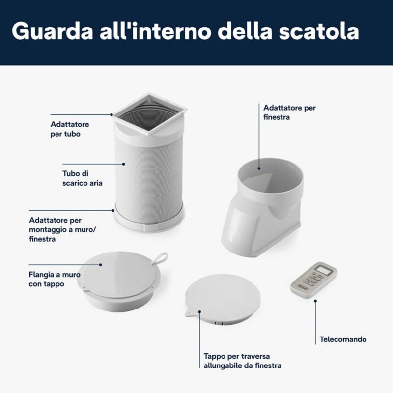De Longhi Pinguino Condizionatore Portatile 8300 Btu/h Climatizzatore Classe A Funzione Deumidificatore Timer - PAC ES72 - immagine 5