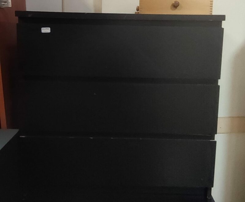Cassettiera nera con 3 cassetti S 3457