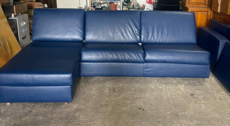 Divano Letto in pelle Blu scuro S 3633 Art.211 - immagine 4