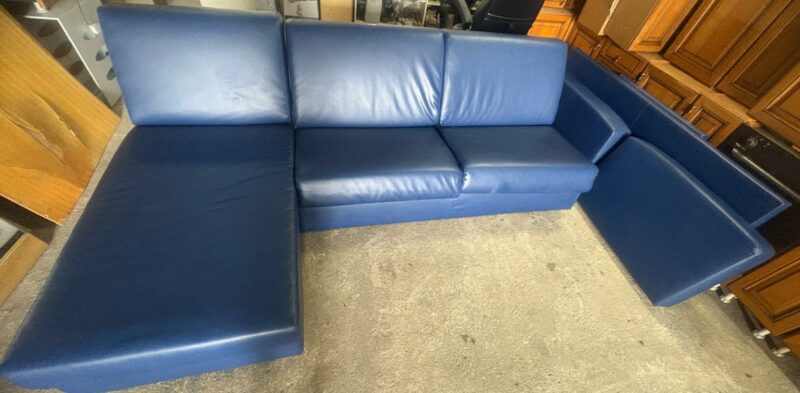 Divano Letto in pelle Blu scuro S 3633 Art.211 - immagine 5