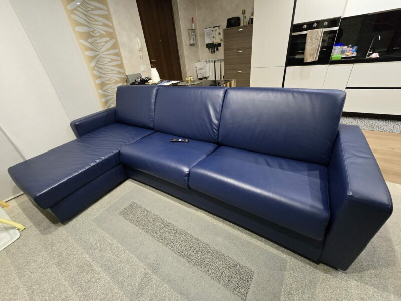 Divano Letto in pelle Blu scuro S 3633 Art.211 - immagine 2