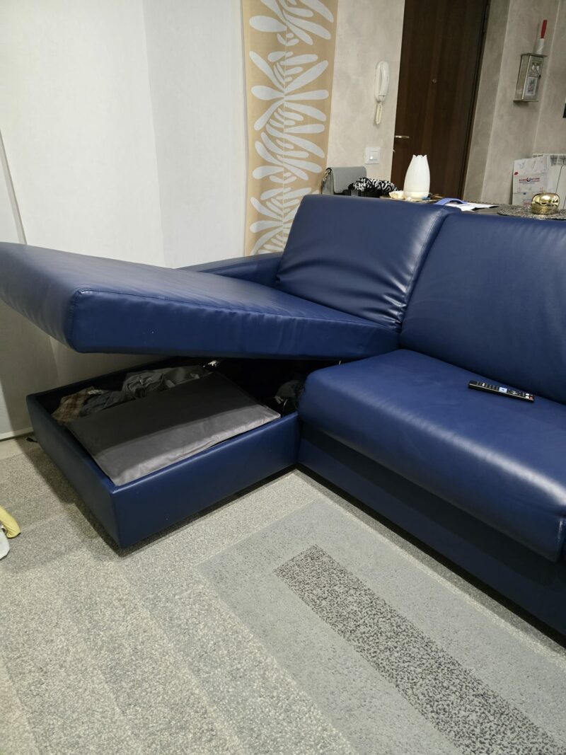 Divano Letto in pelle Blu scuro S 3633 Art.211 - immagine 3