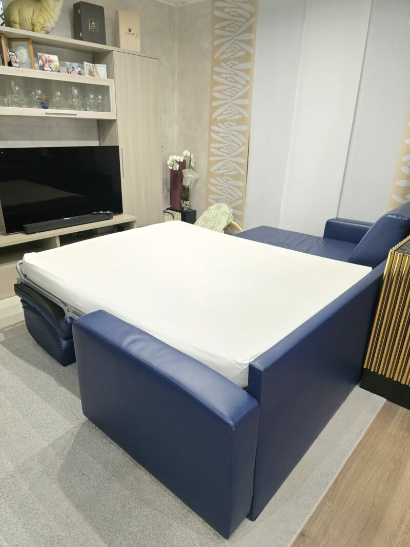 Divano Letto in pelle Blu scuro S 3633 Art.211 - immagine 9