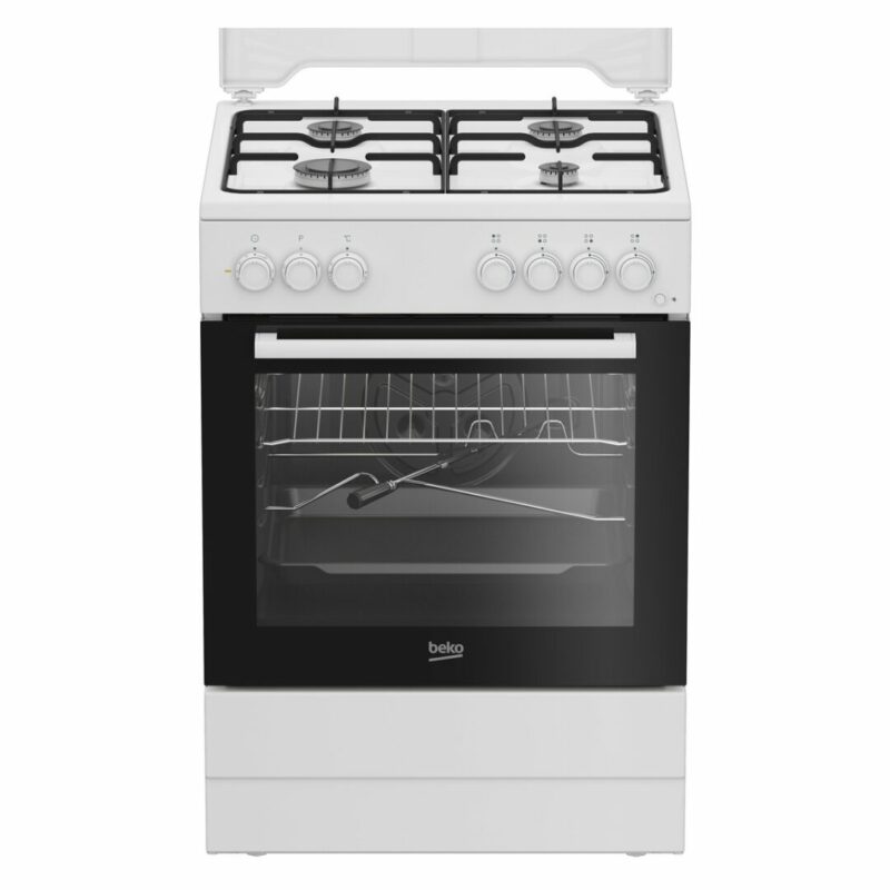 ACCONTO : Cucina BEKO 60x60 Bianca con Forno Elettrico e 4 Fuochi a Gas Naturale - FBST62110D