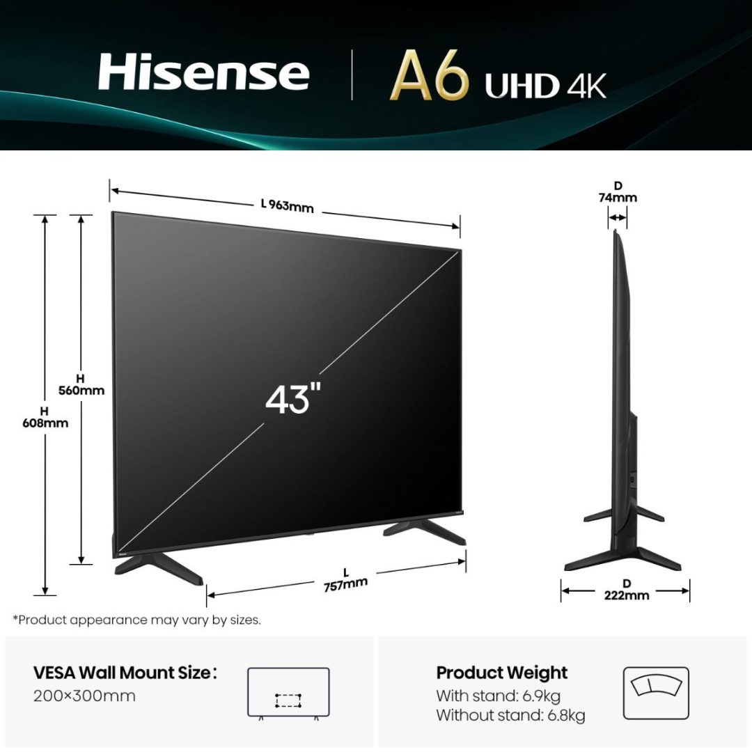 Hisense Smart TV 43 Pollici Display QLED 4K Ultra HD Sistema Operativo Vidaa Classe E - 43A69Q - immagine 4