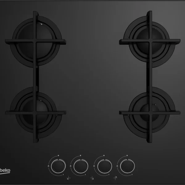 Piano Cottura Beko 4 Fuochi a Gas Larghezza 60 cm in Vetro colore Nero - HILG 64225 SB