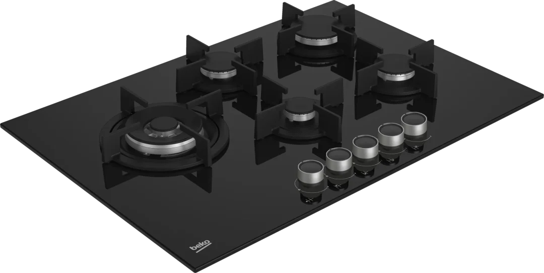 Piano cottura 5 Fuochi Beko a gas da incasso (1 Bruciatore Wok Tripla corona) Larghezza 75 cm Griglie in Ghisa colore Nero - HILL 75222 S - immagine 4