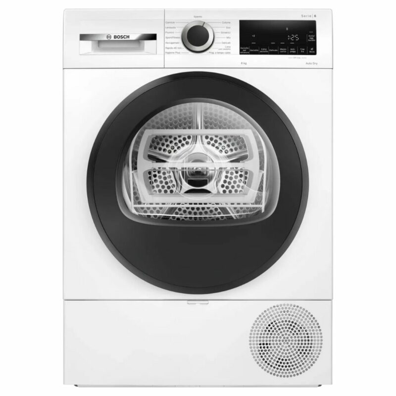 Bosch Asciugatrice 8 Kg Classe C con Pompa di Calore Profondità 61 cm Auto Dry colore Bianco - WQG233D1II Serie 6