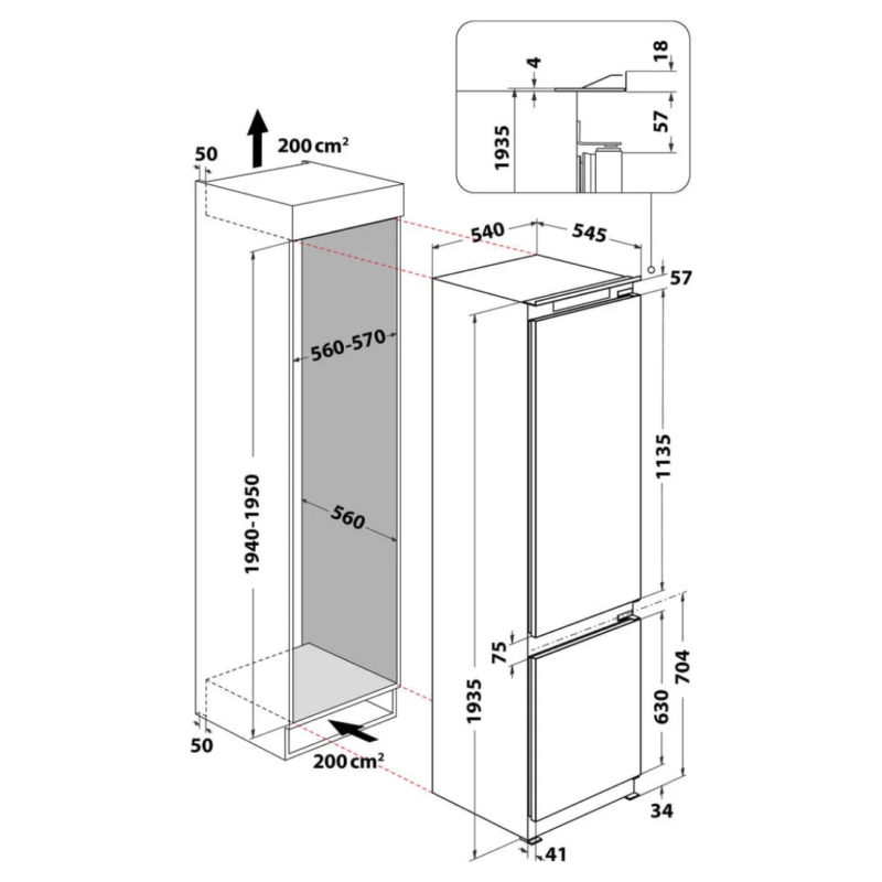 Whirlpool Frigorifero da Incasso Combinato Capacità 300 Litri Ventilato - WHC20D023B1 SF - immagine 8