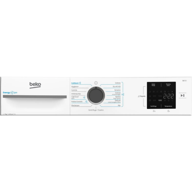 Beko Lavatrice 7 Kg Classe A Profondità 50 cm Centrifuga 1200 giri Inverter Vapore EnergySpin colore Bianco - BMWU3721A - immagine 7