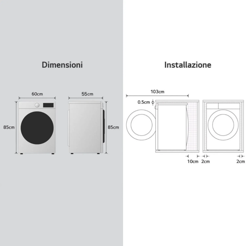 Lg Lavasciuga 9+5 Kg 1400 giri Inverter Direct Drive Vapore Wi-Fi - W4NX1095NWB Serie X1 - immagine 6