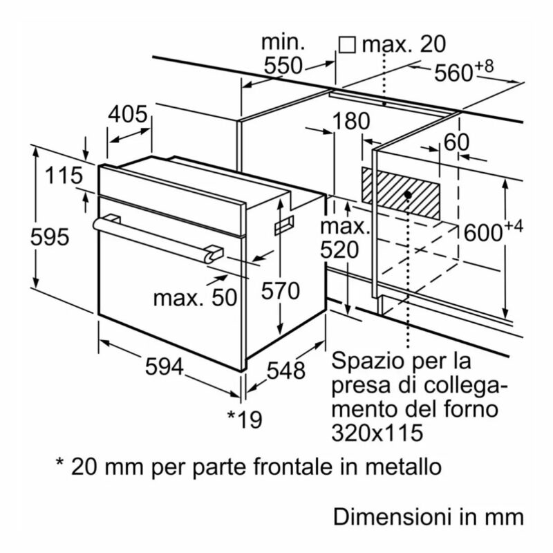 Bosch Forno Elettrico da Incasso Ventilato Multifunzione con Grill 66 Litri 60 cm Classe A colore Nero - HBF011BA2 Serie 2 - immagine 7