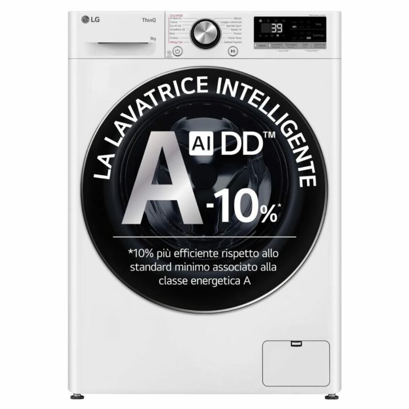 Lg Lavatrice Slim 9 Kg Classe A Centrifuga 1200 giri Profondità 48 cm Inverter Funzione Vapore Wi-Fi Serie R7 - F2R7S09TSWC - immagine 10