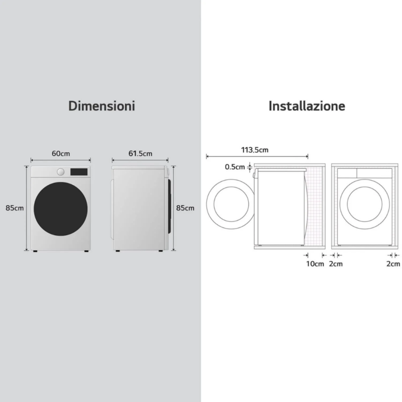 Lg Lavatrice 13 Kg Classe A-40% Centrifuga 1400 giri Profondità 61,5 cm Inverter Funzione Vapore AI DD Serie X7 - F4X7013TBB - immagine 4