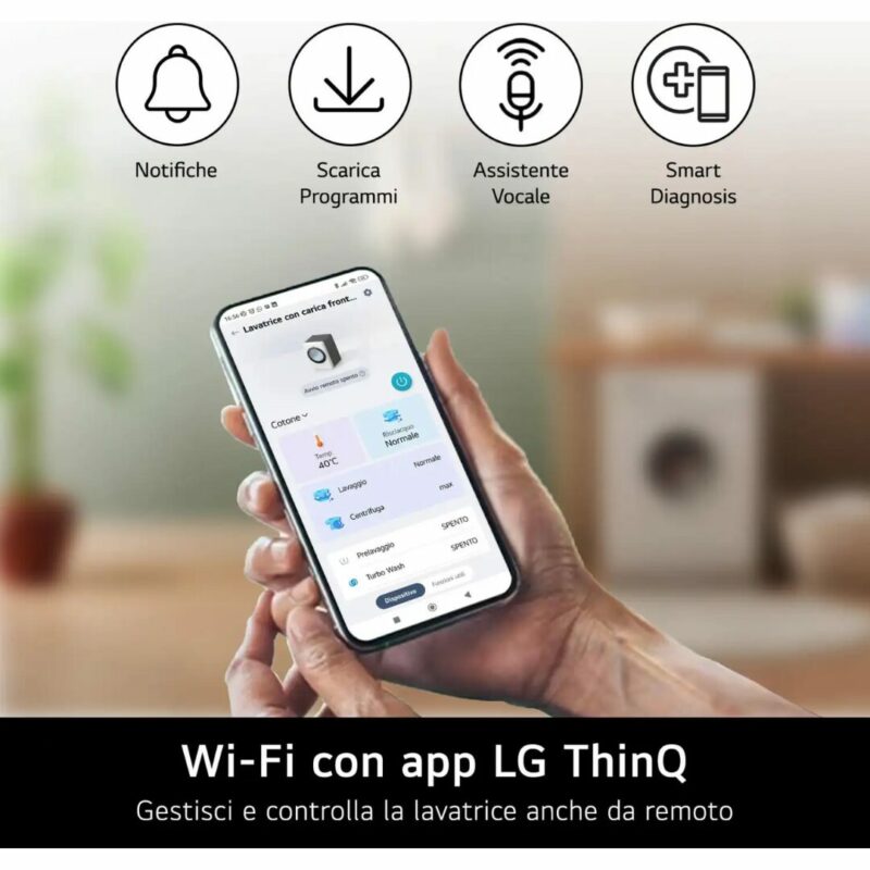 Lg Lavatrice 8 Kg Classe A Profondità 55 cm Centrifuga 1400 giri Inverter Vapore Wi-Fi Allergy Care colore Bianco - F4NX1008NWK - immagine 6