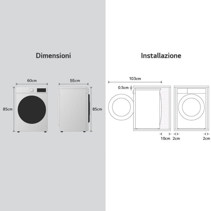 Lg Lavatrice 8 Kg Classe A Profondità 55 cm Centrifuga 1400 giri Inverter Vapore Wi-Fi Allergy Care colore Bianco - F4NX1008NWK - immagine 7