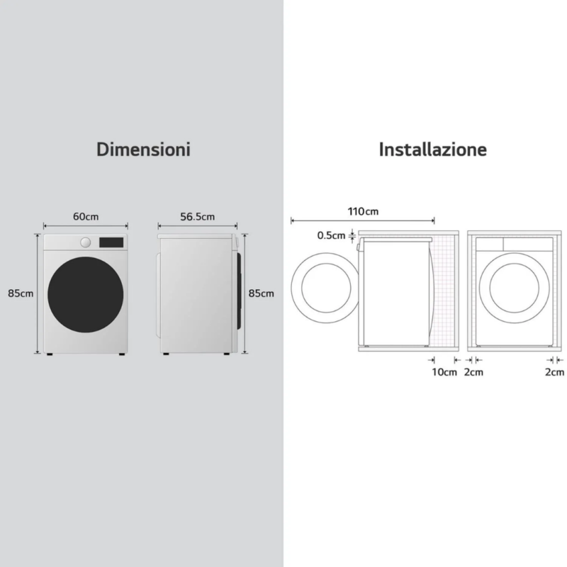 Lg Lavatrice 11 Kg Classe A-40% Centrifuga 1400 giri Profondità 56,5 cm Inverter Funzione Vapore AI DD Serie X7 - F4X7011TWB - immagine 8