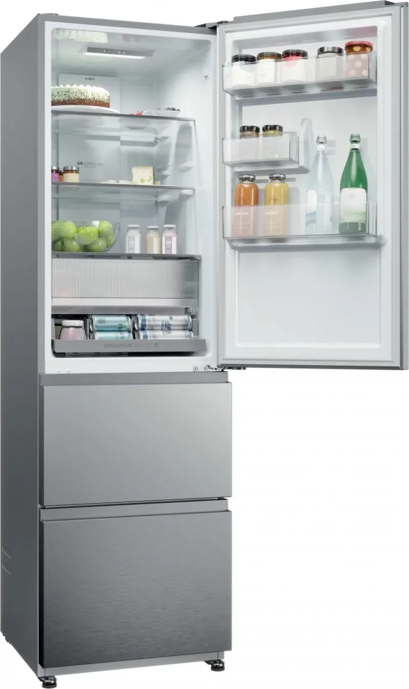 Frigorifero Haier Combinato 3 Porte Capacità 303 Litri Classe energetica E Raffreddamento No Frost colore Acciaio Inox - HTR3518ENMX 3D 55 Serie 3 - immagine 2