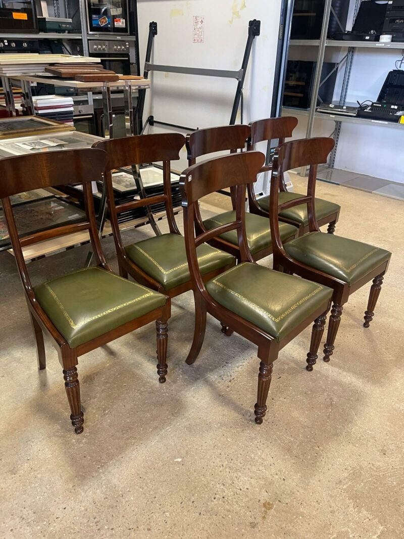 Set 6 sedie in legno massicio con seduta verde C 119
