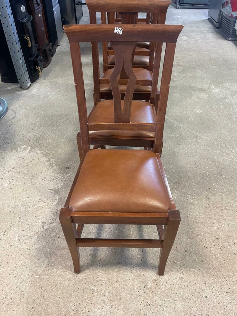 Sedie in legno massicio con seduta in pelle marrone C 121 - immagine 2