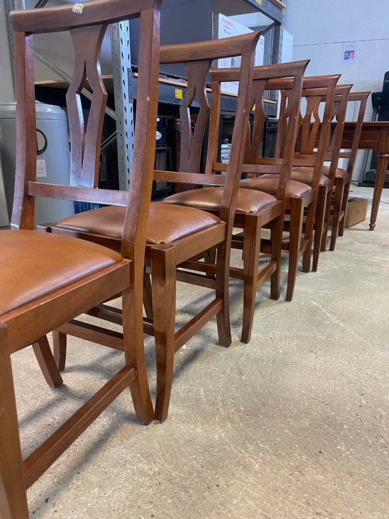 Sedie in legno massicio con seduta in pelle marrone C 121 - immagine 5