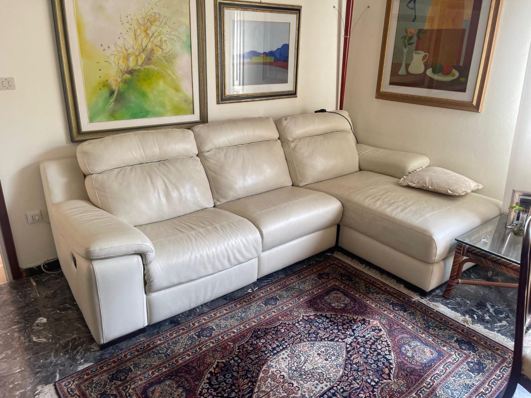 DIVANO IN PELLE BIANCO CON RECLAINER RELAX ELETTRICO  C 142