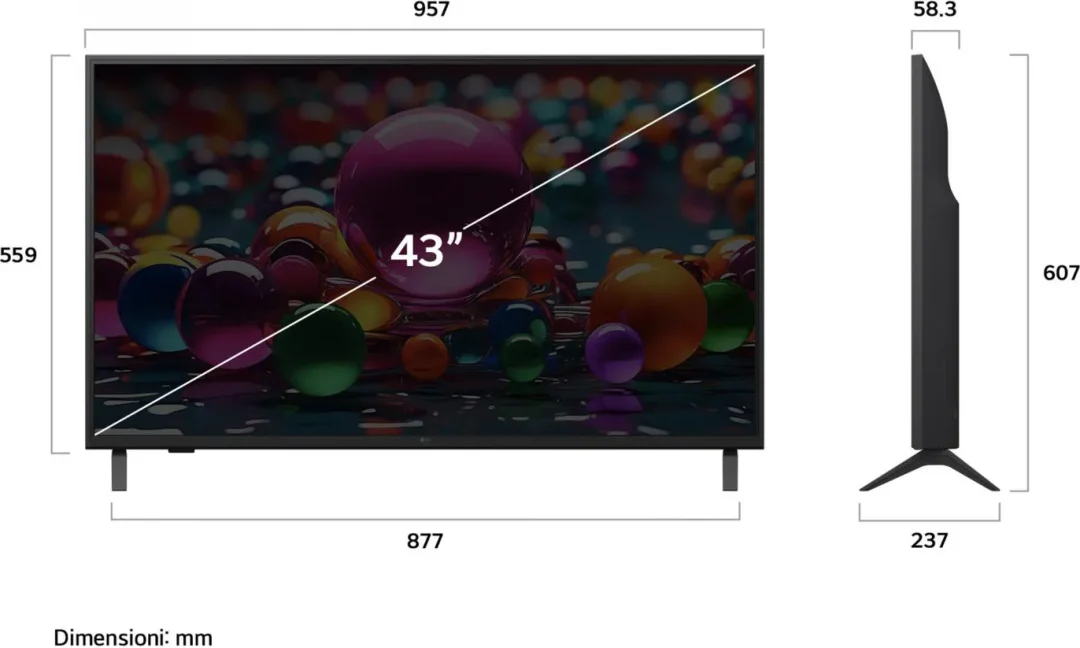 Lg Smart TV 43 Pollici 4K Ultra HD Display LED Sistema WebOS Processore a7 Gen8 Classe G colore Nero - 43UA75006LA.API - immagine 6
