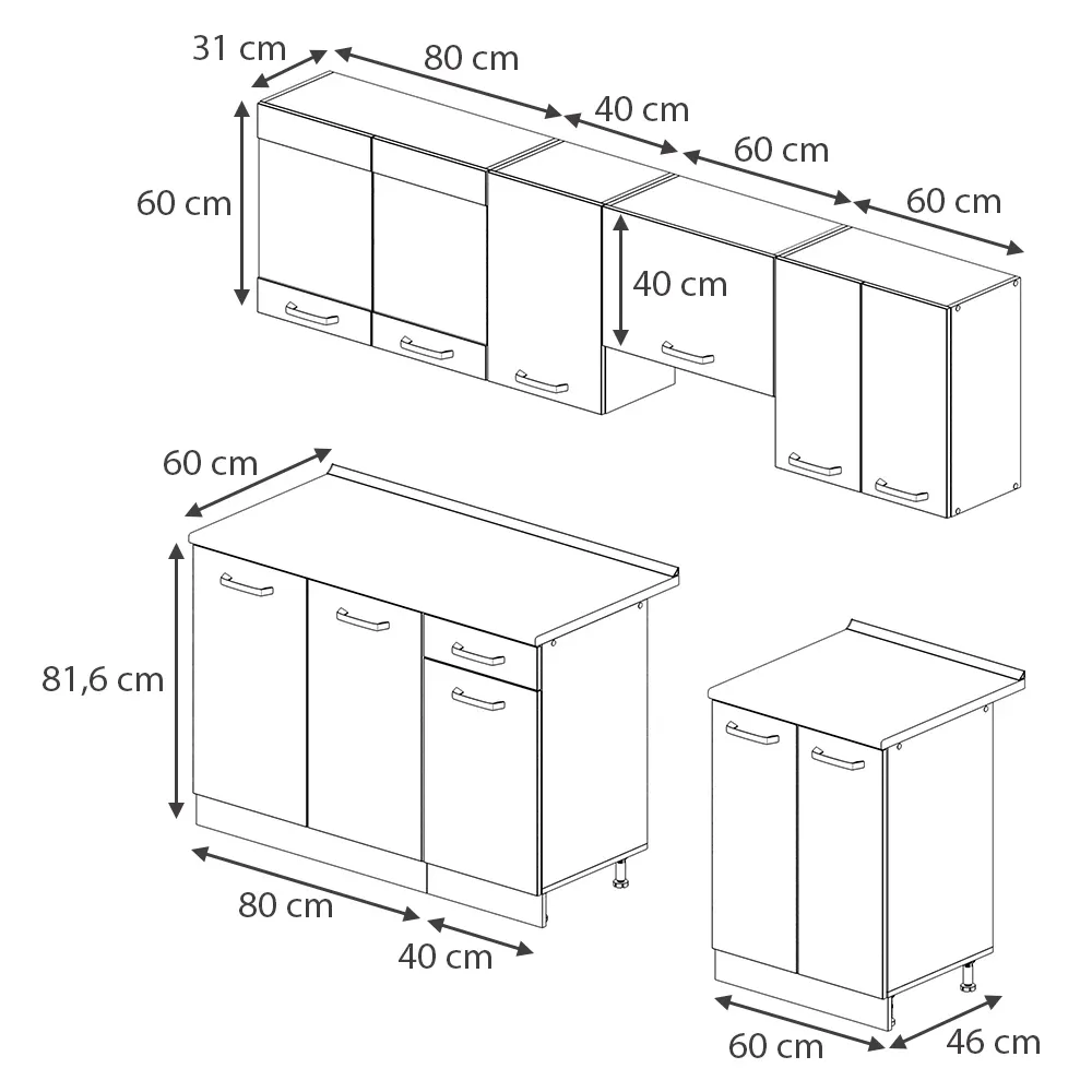 Cucina componibile Grigio Nobile 240 cm con forno piano cottura e cappa - SERVIZI COTFASA - immagine 10