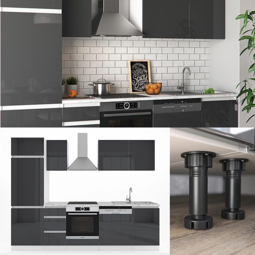 Cucina componibile Optima Antracite/Bianco 270 cm con forno piano cottura e cappa – SERVIZI COTFASA - immagine 3