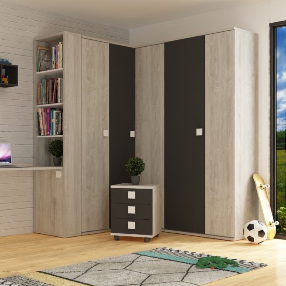 Armadio 98x96x223h angolare bianco consumato antracite - immagine 3