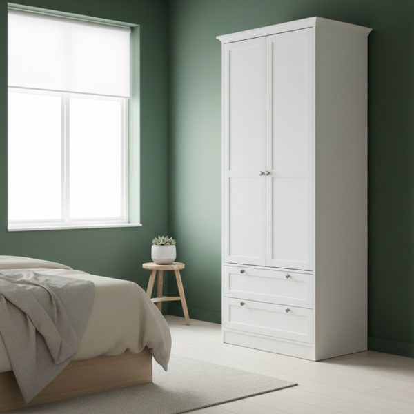 Armadio Landwood14 bianco due ante e due cassetti