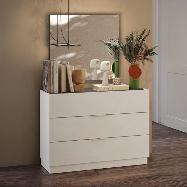 Comò Musto 3 cassetti colore cashmere e antracite