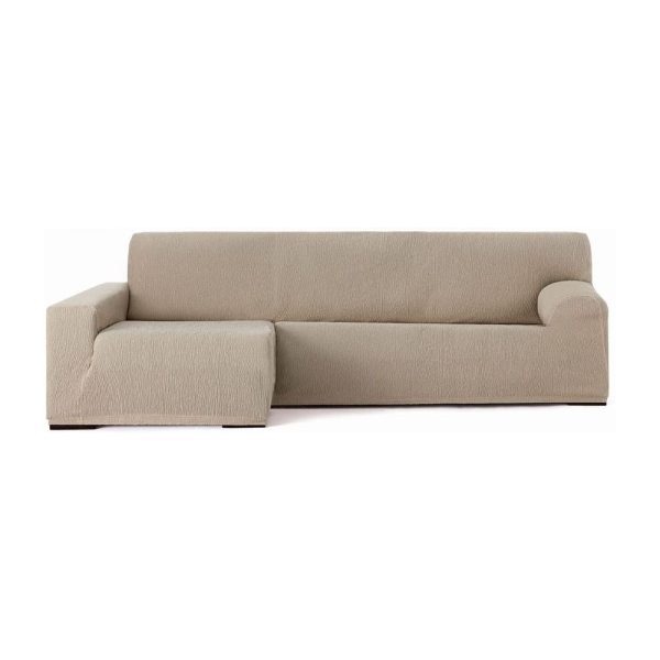 Copridivano Troya elastico penisola sinistra beige bracciolo lungo 250/310