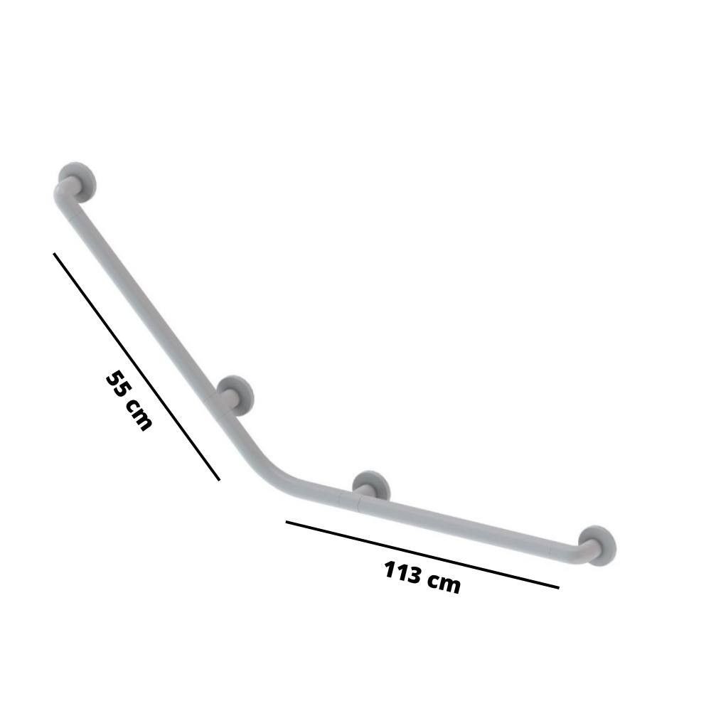 Corrimano angolare di sicurezza 113x55 cm. per disabili colore bianco - immagine 2
