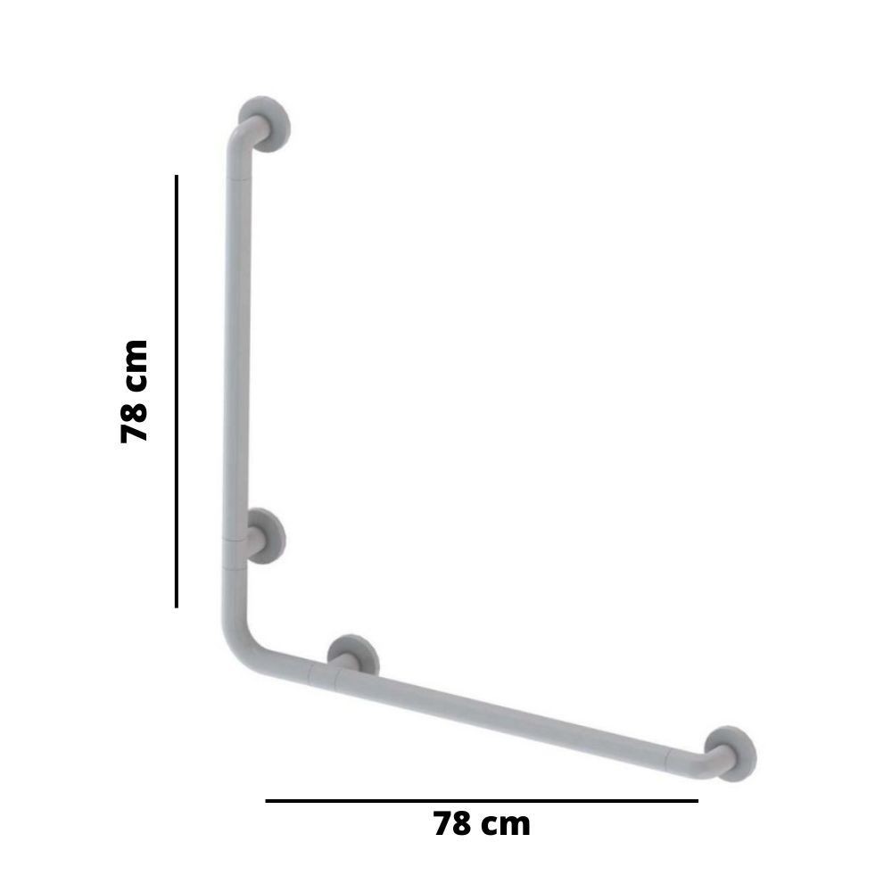 Corrimano angolare di sicurezza 78 x 78 cm per disabili colore bianco - immagine 3