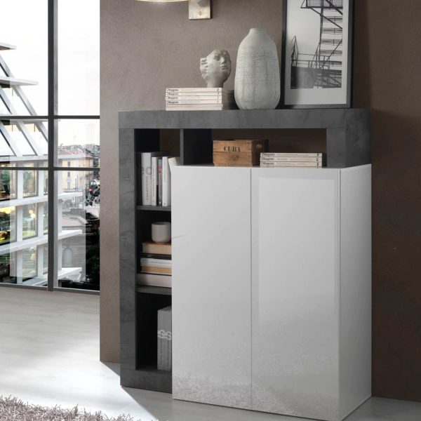 Credenza Mogol bianco lucido ossido 108x42x127H
