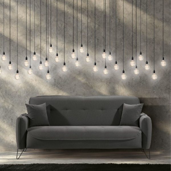 Divano Crown 3 posti ecopelle effetto nuvolato grigio 07-619  215x94x98h cm.