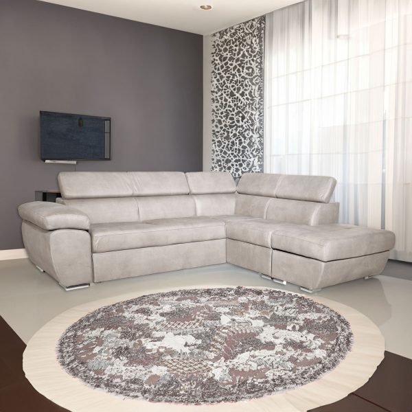 Divano Fiona angolare con penisola destra in Mozart 90 grigio chiaro