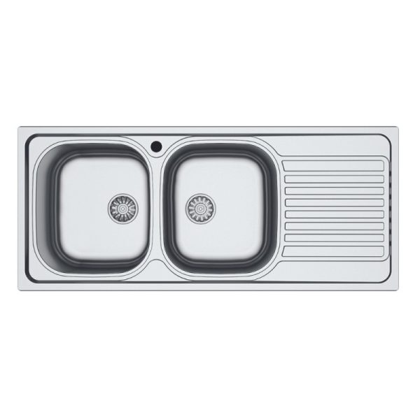 Lavello 116x50 SA138 2 vasche e gocciolatoio destro