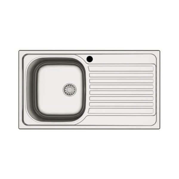 Lavello incasso cucina MP861VDX acciaio 86x50 cm una vasca e gocciolatoio destro