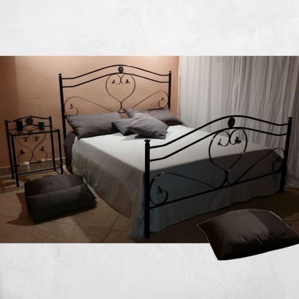 Letto matrimoniale Ginestra ferro battuto nero oro