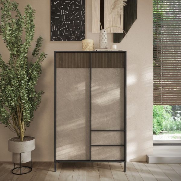 Mobile alto Anka con 2 ante e 2 cassetti colore lava e argilla