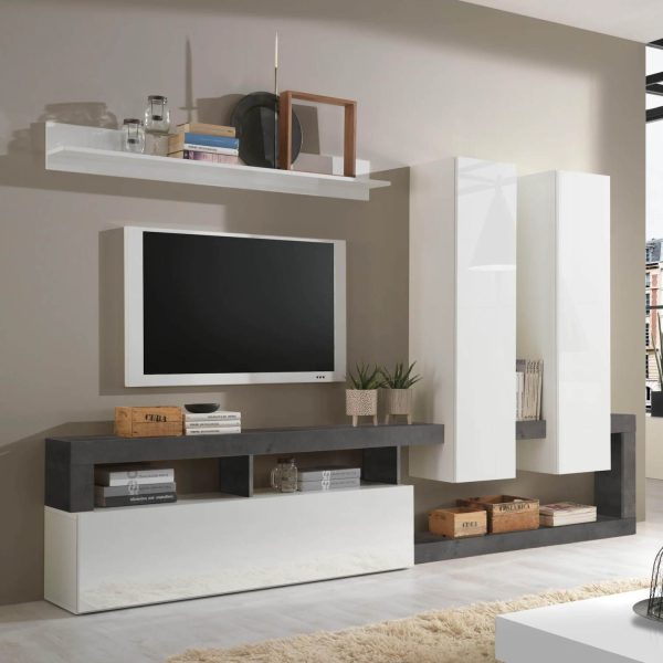 Parete attrezzata Mogol bianco lucido ossido