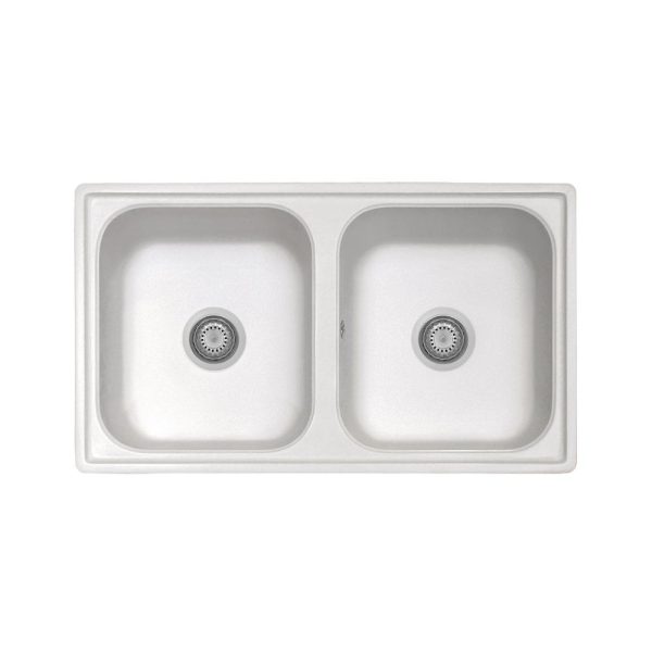 Samet Lavello 86x50 Granitovero862vbip 2 vasche bianco