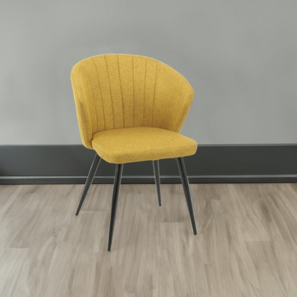 Sedia Krid tessuto giallo e piedi metallo nero set 2 pezzi