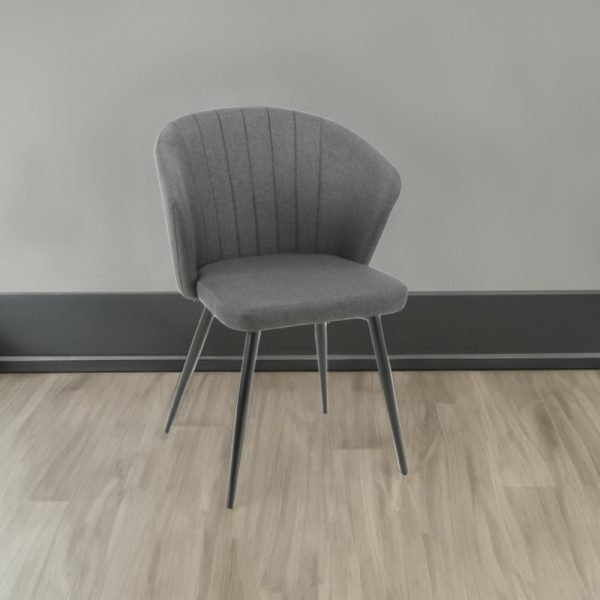 Sedia Krid tessuto grigio scuro e piedi metallo nero set 2 pezzi