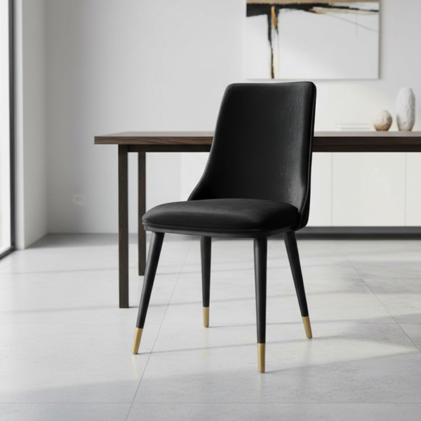 Sedia da pranzo Akustik Simphony velluto nero set 2 pezzi