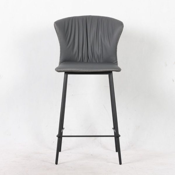 Sgabello Core colore antracite con gambe in metallo nero