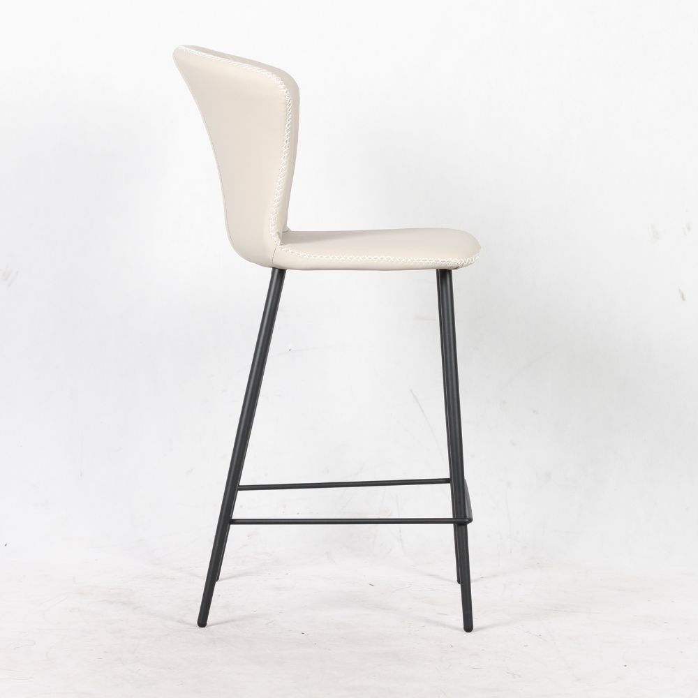 Sgabello Core colore beige con gambe in metallo nero - immagine 3
