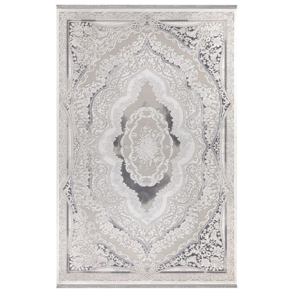 Tappeto Asya CR60 fondo grigio e decoro orientale bianco 160x230